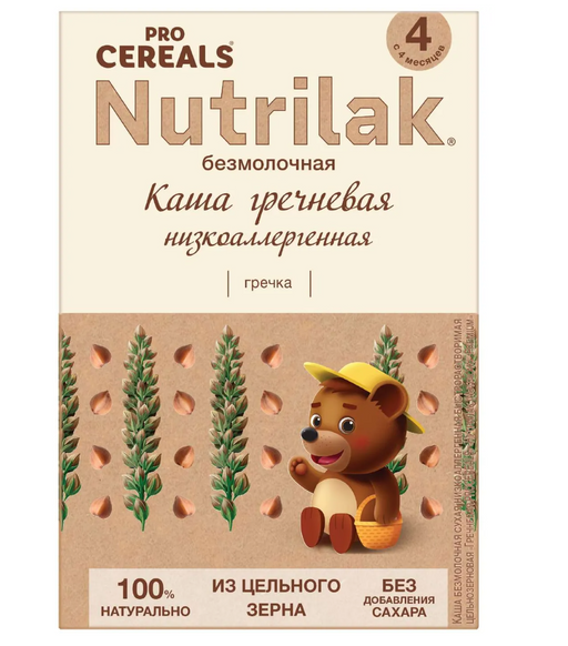 Nutrilak Premium Procereals Каша Гречневая цельнозерновая, для детей с 4 месяцев, каша детская безмолочная, низкоаллергенная, 200 г, 1 шт.